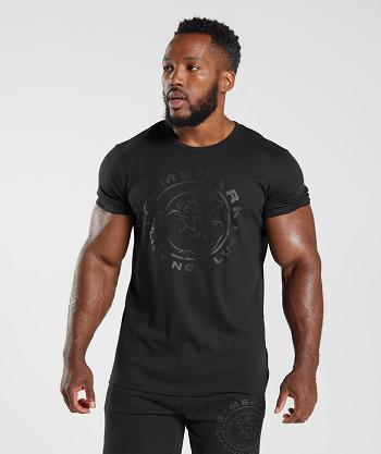 T Shirts Gymshark Legacy Hombre Negras | CO 3326TCE